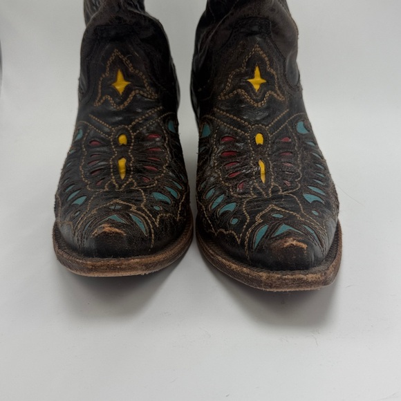 Corral Womens western Cowboy Boots - Black Butterfly Print rainbow size 9 - Picture 5 of 8